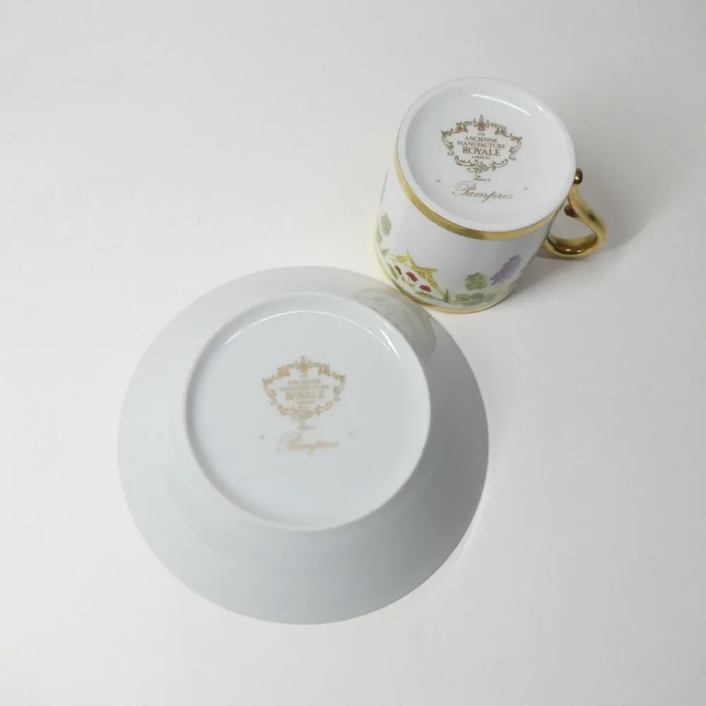 Pampres Cup & Saucer - 1737 Ancienne Manufacture Royal Limoges France Grapes